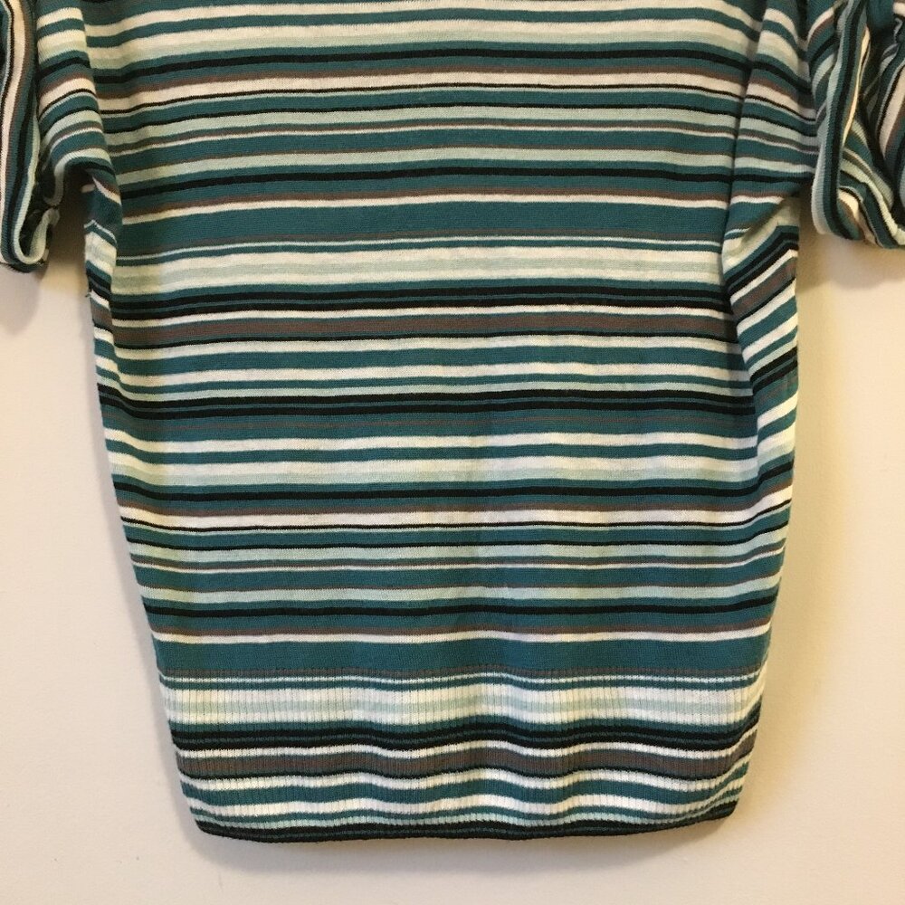NWT Ricki's Retro Striped V-Neck Rolled Cuff Rayon Sweater - Picture 5 of 16